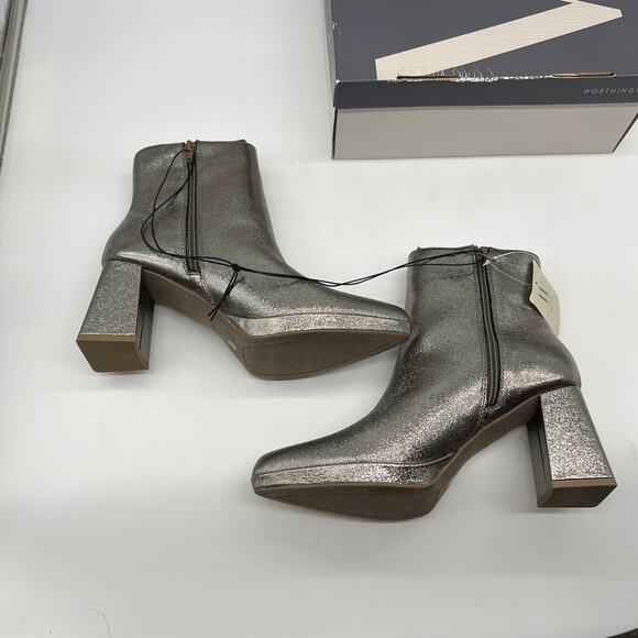 Worthington Womens Bannow Flared Heel Booties Pewter Color Size 8 - Picture 10 of 12